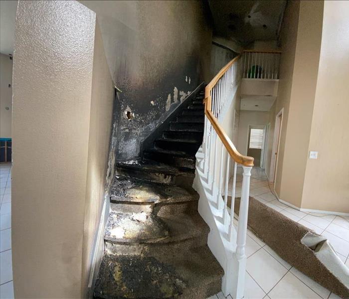 Fire damaged stairs